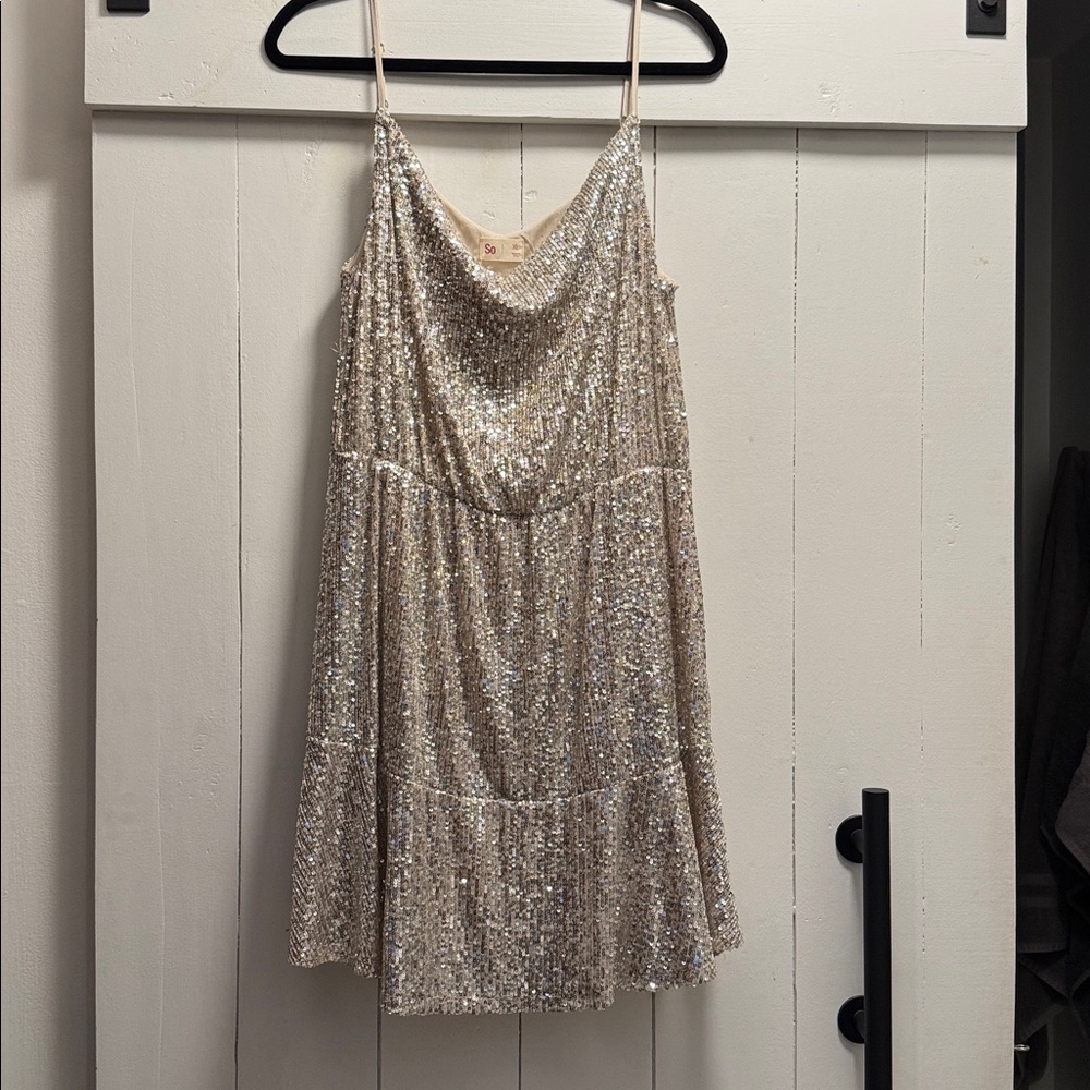 Kohls SO Silver Sequin Dress XL Sparkly Party Formal Dance Cruise